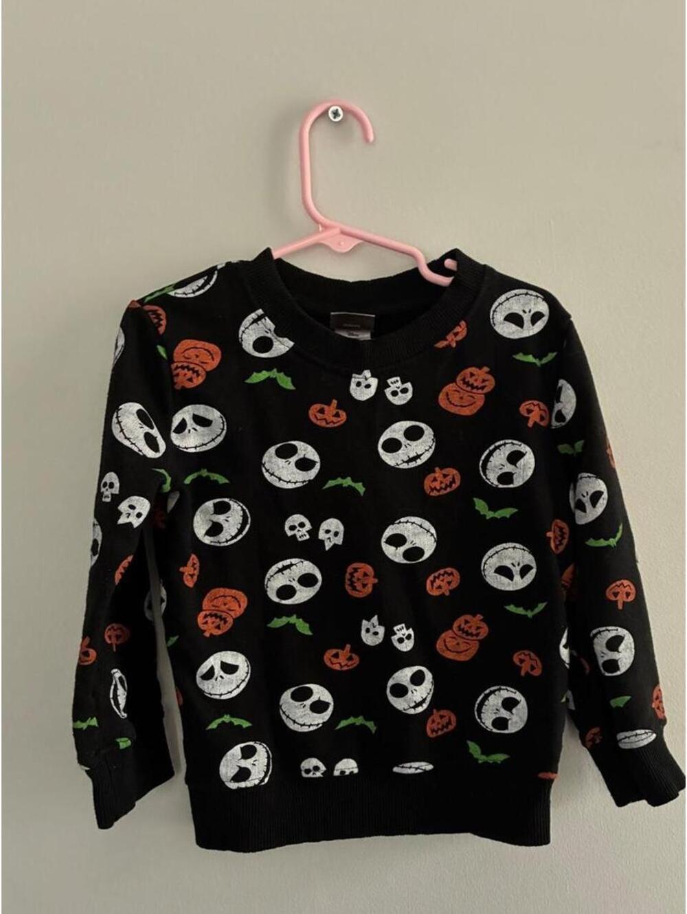 Disney Nightmare Before Christmas Kids Halloween Sweatshirt 4T Black Cotton-Poly